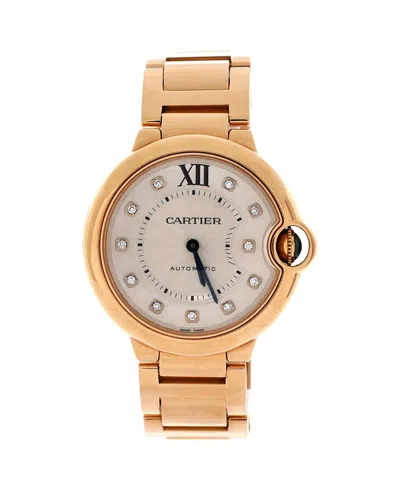 Pre-owned Pre-owned Cartier  Cartier Ballon Bleu De Cartier Automatic Watch In Rose Gold With Diamond Markers 36mm In Silver