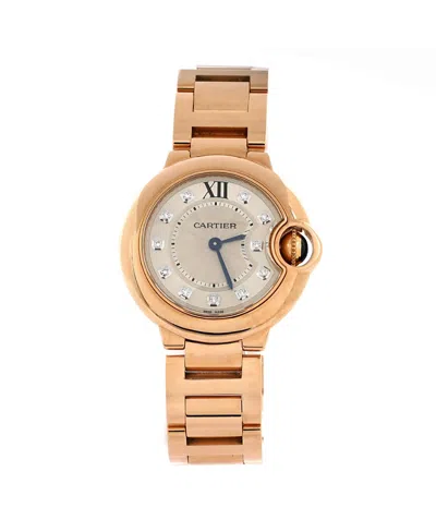 Pre-owned Pre-owned Cartier  Cartier Ballon Bleu De Cartier Quartz Watch In Rose Gold And Diamond Markers 28mm