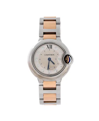 Pre-owned Pre-owned Cartier  Cartier Ballon Bleu De Cartier Quartz Watch In Stainless Steel And Rose Gold With Diamond 