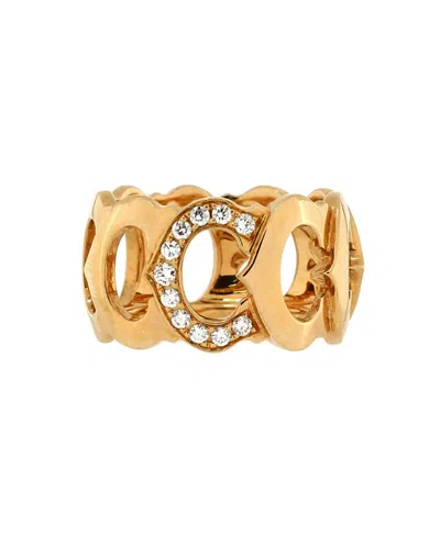 Pre-owned Pre-owned Cartier  Cartier C De Cartier Link Band Ring 18k Gold And Diamonds