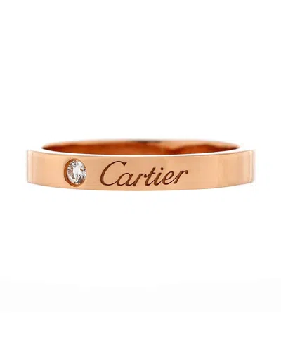 Pre-owned Pre-owned Cartier  Cartier C De Cartier Wedding Band Ring 18k Rose Gold With Diamond