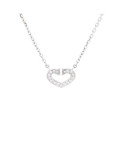 Pre-owned Pre-owned Cartier  Cartier C Heart De Cartier Pendant Necklace 18k White Gold With Pave Diamonds