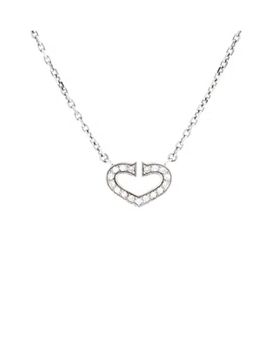 Pre-owned Pre-owned Cartier  Cartier C Heart De Cartier Pendant Necklace 18k White Gold With Pave Diamonds