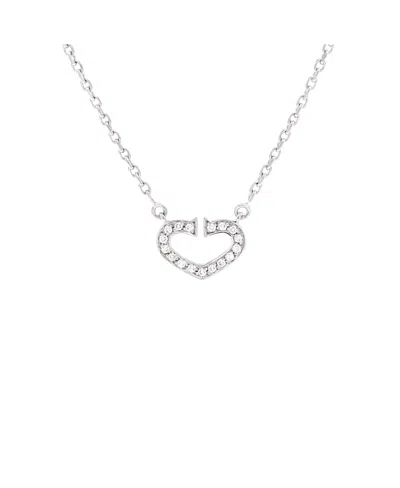 Pre-owned Pre-owned Cartier  Cartier C Heart De Cartier Pendant Necklace 18k White Gold With Pave Diamonds, 15.5"