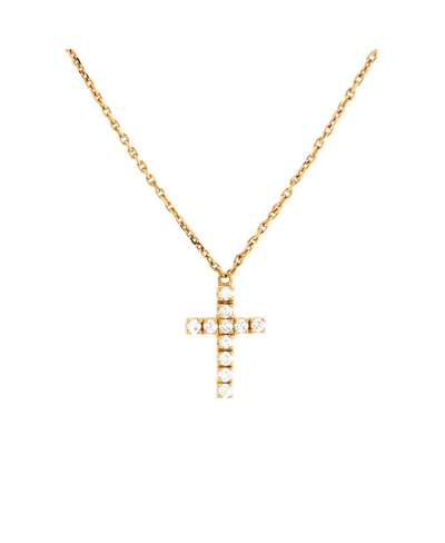 Pre-owned Pre-owned Cartier  Cartier Cross Pendant Necklace 18k Rose Gold With Diamonds