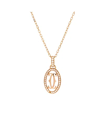 Pre-owned Pre-owned Cartier  Cartier Double C De Cartier Pendant Necklace 18k Rose Gold And Diamonds, 15 - 16.25"