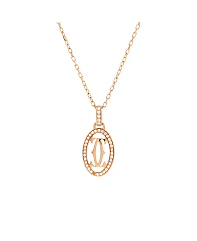 Pre-owned Pre-owned Cartier  Cartier Double C De Cartier Pendant Necklace 18k Rose Gold And Diamonds In Pink