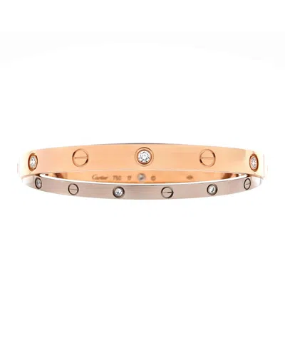 Pre-owned Pre-owned Cartier  Cartier Double Love Bracelet 18k Rose Gold With 18k White Gold With Diamonds