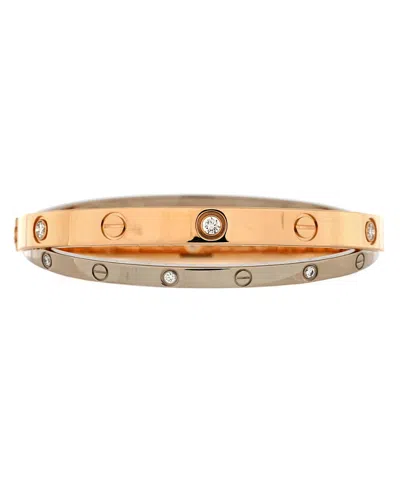 Pre-owned Pre-owned Cartier  Cartier Double Love Bracelet 18k Rose Gold With 18k White Gold With Diamonds In K Rose Gold/k White Gold