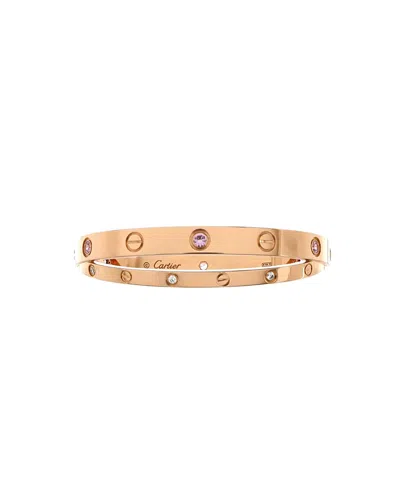 Pre-owned Pre-owned Cartier  Cartier Double Love Bracelet 18k Rose Gold With Pink Sapphires And Diamonds