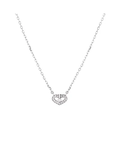 Pre-owned Pre-owned Cartier  Cartier Extra Small C Heart De Cartier Pendant Necklace 18k White Gold With Diamonds, 15.2