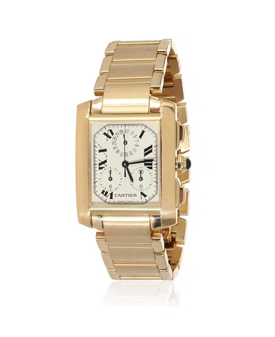 Pre-owned Pre-owned Cartier  Cartier Gold Tank Francaise Chronoflex Watch W50005r2 32.30 In Cream/gold