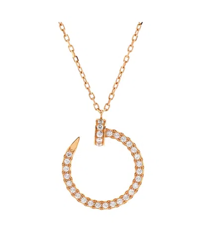Pre-owned Pre-owned Cartier  Cartier Juste Un Clou Pendant Necklace 18k Rose Gold And Pave Diamonds, 15.25 - 16" In Pink
