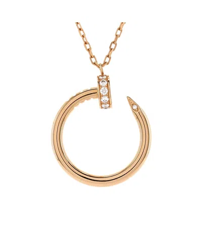 Pre-owned Pre-owned Cartier  Cartier Juste Un Clou Pendant Necklace 18k Rose Gold With Diamonds, 15 - 15.75" In Pink