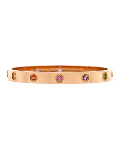 Pre-owned Pre-owned Cartier  Cartier Love 10 Stone Bracelet 18k Rose Gold With Garnet, Amethyst And Sapphire In Pink