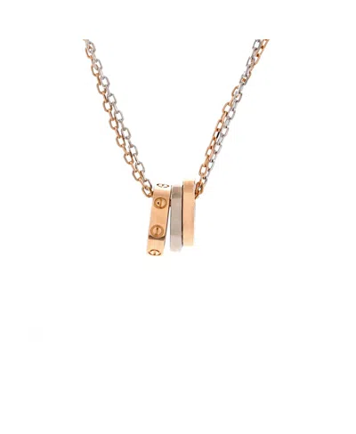 Pre-owned Pre-owned Cartier  Cartier Love 3 Ring Pendant Necklace 18k Rose Gold And 18k White Gold With 6 Diamonds
