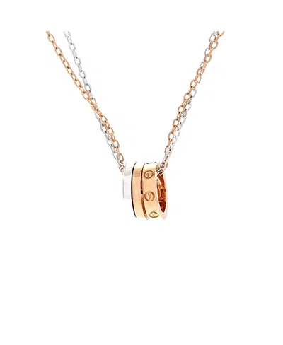 Pre-owned Pre-owned Cartier  Cartier Love 3 Ring Pendant Necklace 18k Rose Gold And 18k White Gold With 6 Diamonds