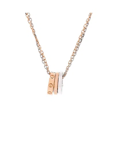 Pre-owned Pre-owned Cartier  Cartier Love 3 Ring Pendant Necklace 18k Rose Gold And 18k White Gold With 6 Diamonds