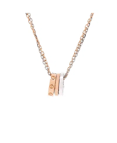 Pre-owned Pre-owned Cartier  Cartier Love 3 Ring Pendant Necklace 18k Rose Gold And 18k White Gold With 6 Diamonds