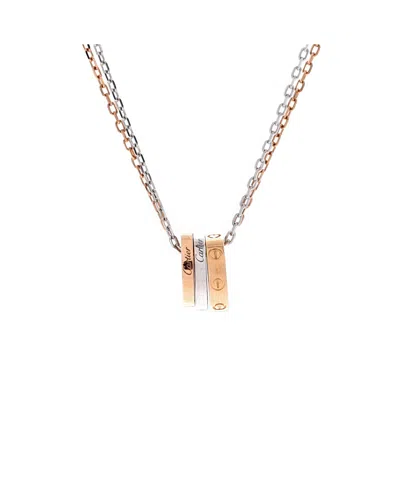Pre-owned Pre-owned Cartier  Cartier Love 3 Ring Pendant Necklace 18k Rose Gold And 18k White Gold With 6 Diamonds, 14. In Multi