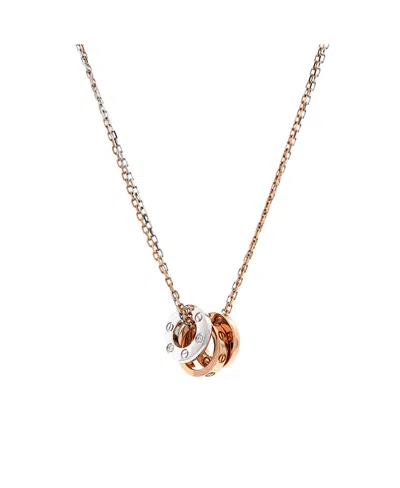 Pre-owned Pre-owned Cartier  Cartier Love 3 Ring Pendant Necklace 18k Rose Gold And 18k White Gold With 6 Diamonds, 14. In Multi