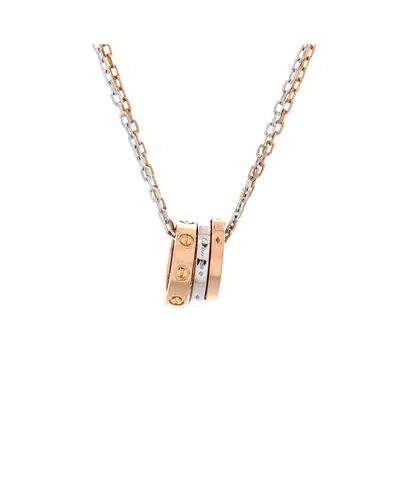 Pre-owned Pre-owned Cartier  Cartier Love 3 Ring Pendant Necklace 18k Rose Gold And 18k White Gold With 6 Diamonds In Multi