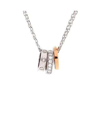 Pre-owned Pre-owned Cartier  Cartier Love 3 Ring Pendant Necklace 18k Rose Gold And 18k White Gold With Diamonds