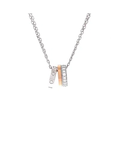 Pre-owned Pre-owned Cartier  Cartier Love 3 Ring Pendant Necklace 18k Rose Gold And 18k White Gold With Diamonds, 16.25 In Multi