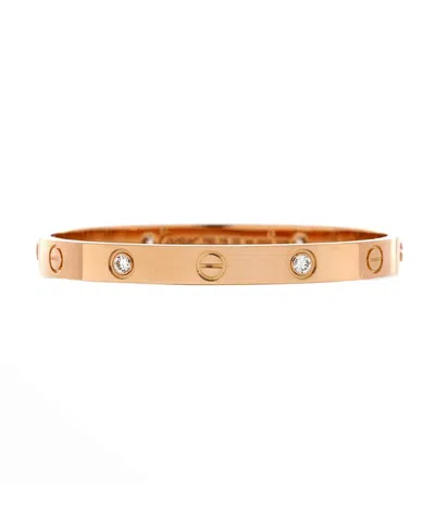 Pre-owned Pre-owned Cartier  Cartier Love 4 Diamond Bracelet 18k Rose Gold With Diamonds