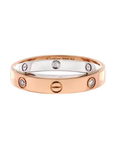 Pre-owned Pre-owned Cartier  Cartier Love 6 Diamonds Double Ring 18k Rose Gold And 18k White Gold With Diamonds