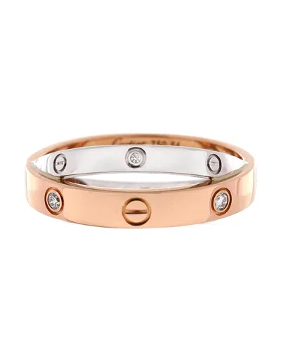 Pre-owned Pre-owned Cartier  Cartier Love 6 Diamonds Double Ring 18k Rose Gold And 18k White Gold With Diamonds