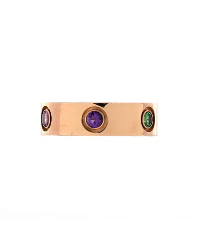 Pre-owned Pre-owned Cartier  Cartier Love 6 Stone Band Ring 18k Rose Gold With Sapphires, Garnets And Amethyst