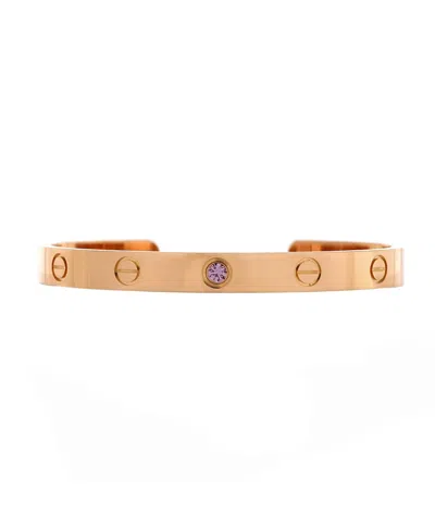 Pre-owned Pre-owned Cartier  Cartier Love Cuff Bracelet 18k Rose Gold With Pink Sapphire