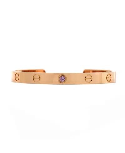 Pre-owned Pre-owned Cartier  Cartier Love Cuff Bracelet 18k Rose Gold With Pink Sapphire