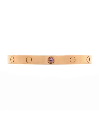 Pre-owned Pre-owned Cartier  Cartier Love Cuff Bracelet 18k Rose Gold With Pink Sapphire
