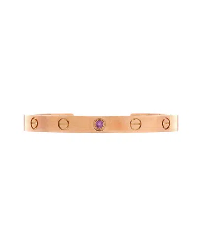 Pre-owned Pre-owned Cartier  Cartier Love Cuff Bracelet 18k Rose Gold With Pink Sapphire