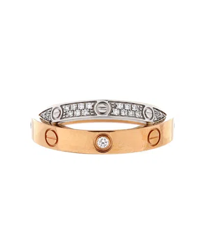 Pre-owned Pre-owned Cartier  Cartier Love Double Ring 18k Rose Gold And 18k White Gold With Pave Diamonds