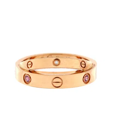 Pre-owned Pre-owned Cartier  Cartier Love Double Ring 18k Rose Gold With Pink Sapphires And Diamonds