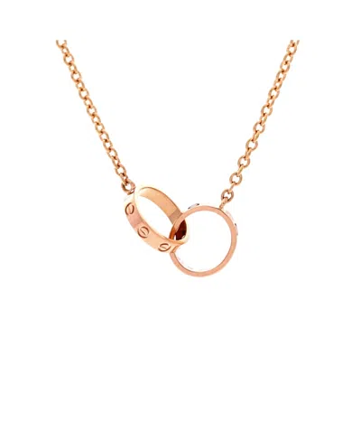 Pre-owned Pre-owned Cartier  Cartier Love Interlocking Necklace 18k Rose Gold, 17.25" In Pink