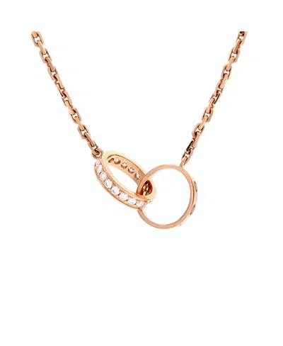 Pre-owned Pre-owned Cartier  Cartier Love Interlocking Necklace 18k Rose Gold With Diamonds, 17.25" In Pink