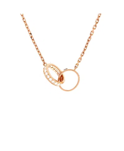Pre-owned Pre-owned Cartier  Cartier Love Interlocking Necklace 18k Rose Gold With Diamonds, 17.25" In Pink