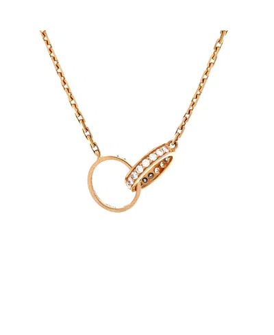 Pre-owned Pre-owned Cartier  Cartier Love Interlocking Necklace 18k Rose Gold With Diamonds, 17.25" In Pink