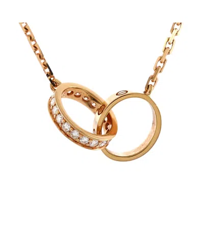 Pre-owned Pre-owned Cartier  Cartier Love Interlocking Necklace 18k Rose Gold With Diamonds In K Gold