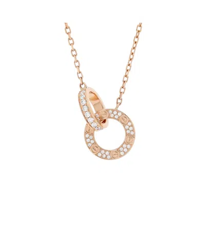 Pre-owned Pre-owned Cartier  Cartier Love Interlocking Pave Necklace 18k Rose Gold And Diamonds