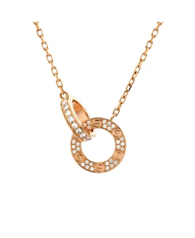 Pre-owned Pre-owned Cartier  Cartier Love Interlocking Pave Necklace 18k Rose Gold And Diamonds