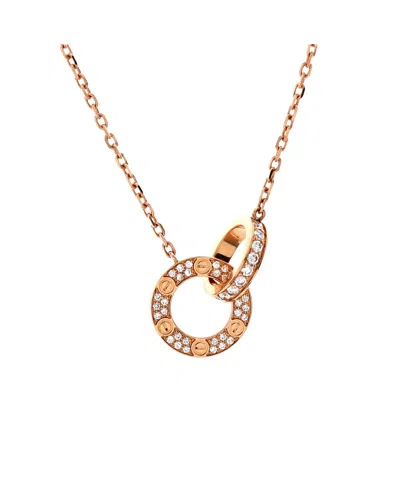 Pre-owned Pre-owned Cartier  Cartier Love Interlocking Pave Necklace 18k Rose Gold And Diamonds, 14.75 - 16" In Pink