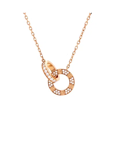 Pre-owned Pre-owned Cartier  Cartier Love Interlocking Pave Necklace 18k Rose Gold And Diamonds, 16" In Pink