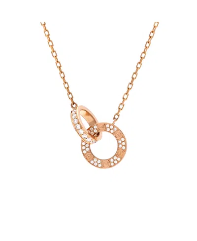Pre-owned Pre-owned Cartier  Cartier Love Interlocking Pave Necklace 18k Rose Gold And Diamonds, 16" In Pink