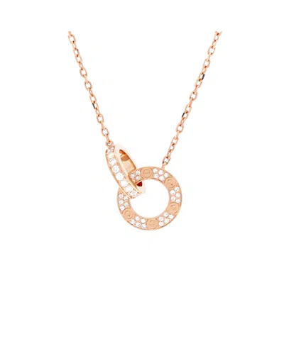 Pre-owned Pre-owned Cartier  Cartier Love Interlocking Pave Necklace 18k Rose Gold And Diamonds, 17" In Pink