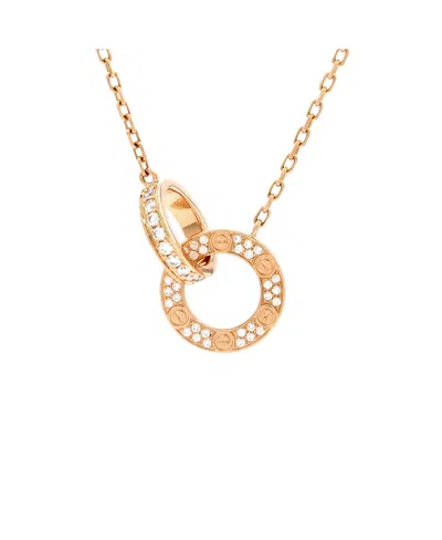 Pre-owned Pre-owned Cartier  Cartier Love Interlocking Pave Necklace 18k Rose Gold And Diamonds In Pink